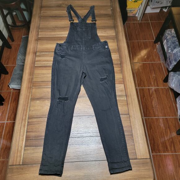 Refuge Black Denim Jeans Overalls - Size 14 - Picture 1 of 5